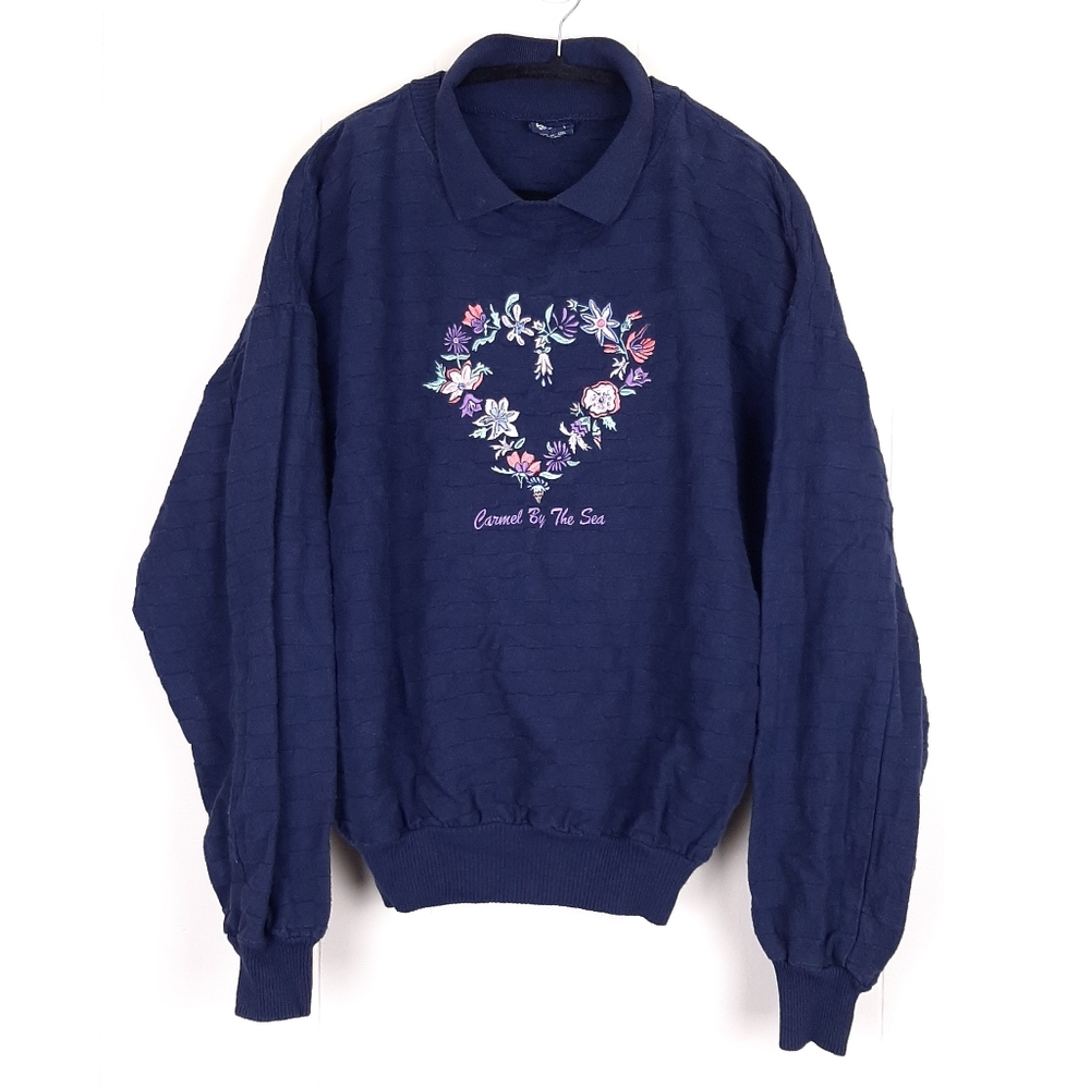 Wek The World vintage sweatshirt oversized floral embroidered grandma kitsch
